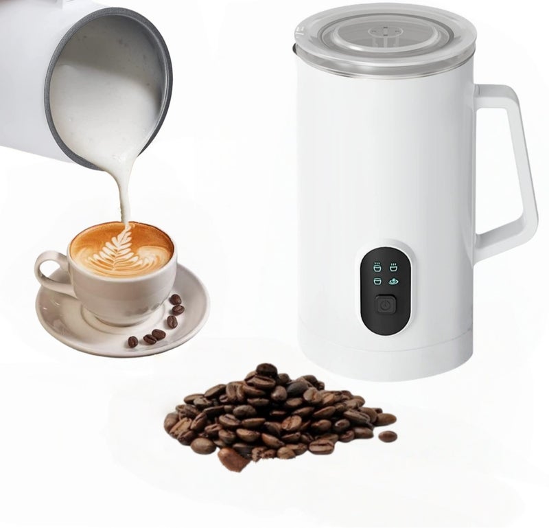 Milk Frother, 4 in 1 Electric Milk Steamer, 350ml Automatic Hot and Cold Foam Maker and Milk Warmer for Latte, Cappuccinos, Macchiato, 400W White - Image 1